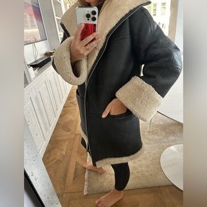 TOTEME paneled shearling jacket SIZE XS- M